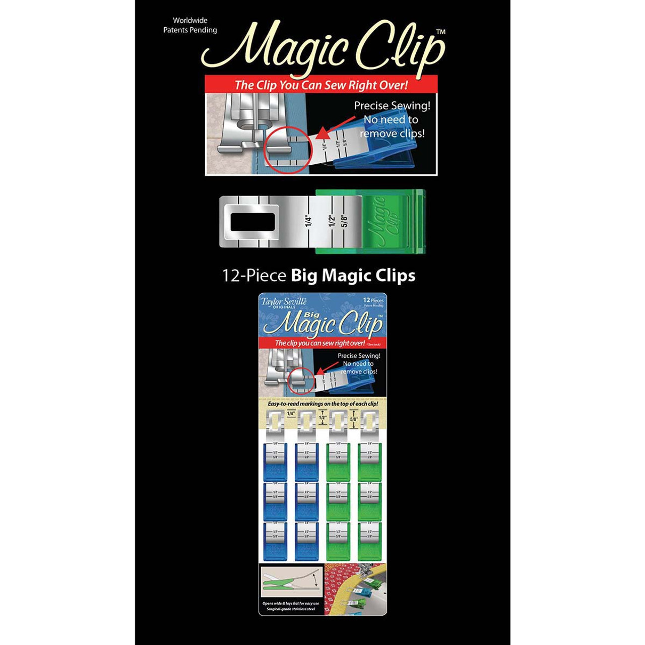 Taylor Seville Originals Small Magic Clip Sewing Clips - Package of 12 NEW!