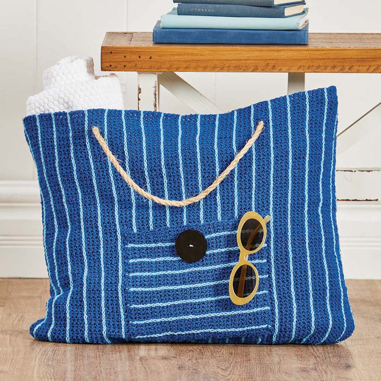 Light Blue Crochet Tote Bag