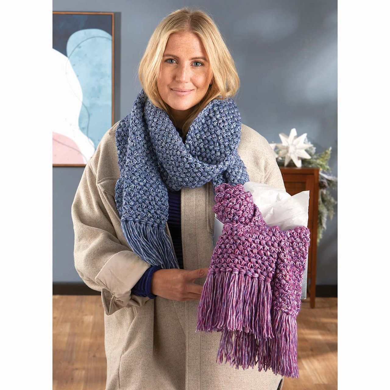 Soho Heathered Harmony Scarves Crochet Kit