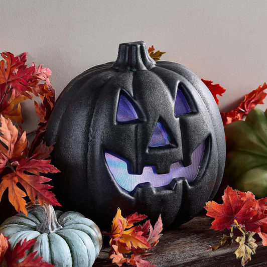 Illuminated Black Pumpkin with Light Show Illuminated Black Pumpkin with Light Show