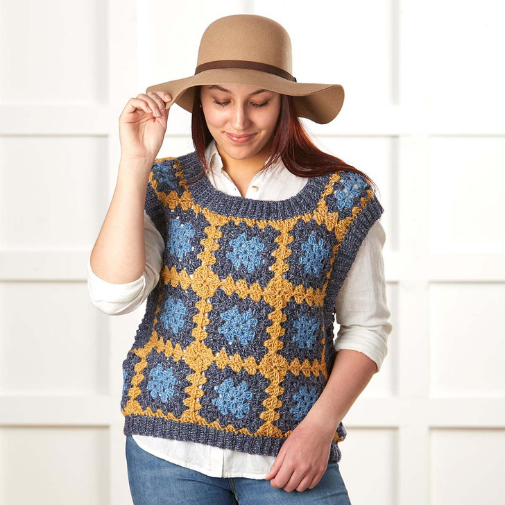 Willow Yarns Granny Square Grace Vest Crochet Pattern