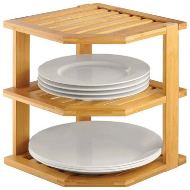 Three-Tier Bamboo Corner Shelf