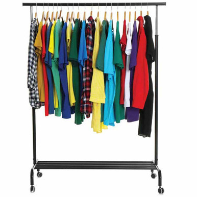 Rolling Clothes Hanging Rack with Shoe Shelf