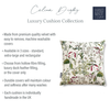 Luxury Super Soft  Velvet Cushion - Welsh Meadow Cream Floral, Available in 3 Sizes, Square and Rectangular