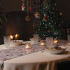 Christmas Table Runner - Robin & Berries Light Grey - Available in 3 Lengths