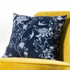 Luxury Super Soft Traditional Floral Velvet Cushion - Cecylia Navy, Swallow Birds & Floral Design