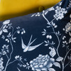 Luxury Super Soft Traditional Floral Velvet Cushion - Cecylia Navy, Swallow Birds & Floral Design