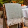 Luxurious 100% Wool Herringbone Blanket - Olive Green