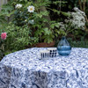 Outdoor Garden Water Resistant Tablecloth AVAILABLE IN 7 SIZES - Optional Centre Hole for Parasol - Exotic Birds Blue