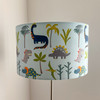 Cute Children's Dinosaur Soft-Touch Velvet Lampshade - Available for Ceiling Light, Standard Lamp or Table Lamp - Dino Days Blue