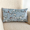 Luxury Super Soft Velvet Cushion - Orchard Blossom Duck Egg Blue - Available in 3 Sizes, Square and Rectangular, Floral Design with Sparrows