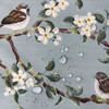 Water Resistant Garden Cushion - Orchard Blossom Duck Egg, Sparrow Bird & Floral