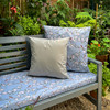 Water Resistant Garden Cushion - Orchard Blossom Duck Egg, Sparrow Bird & Floral