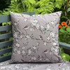 Water Resistant Garden Cushion - Orchard Blossom Taupe, Sparrow Bird & Floral