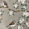 Set of 2 Water Resistant Garden Seat Pads - Orchard Blossom Taupe - Sparrow Birds & Floral Design (Available in 3 Sizes)