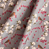 Luxury Linen Feel Fabric by the Metre - Robin & Berries Dark Grey, Festive Christmas Design