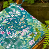 Set of 2 Water Resistant Garden Seat Pads - Cottage Garden Teal (Available in 3 Sizes)