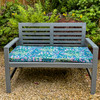 Water Resistant Garden Outdoor Bench Seat Pad - Cottage Garden Teal Floral (Available in 2-Seater or 3-Seater Size)