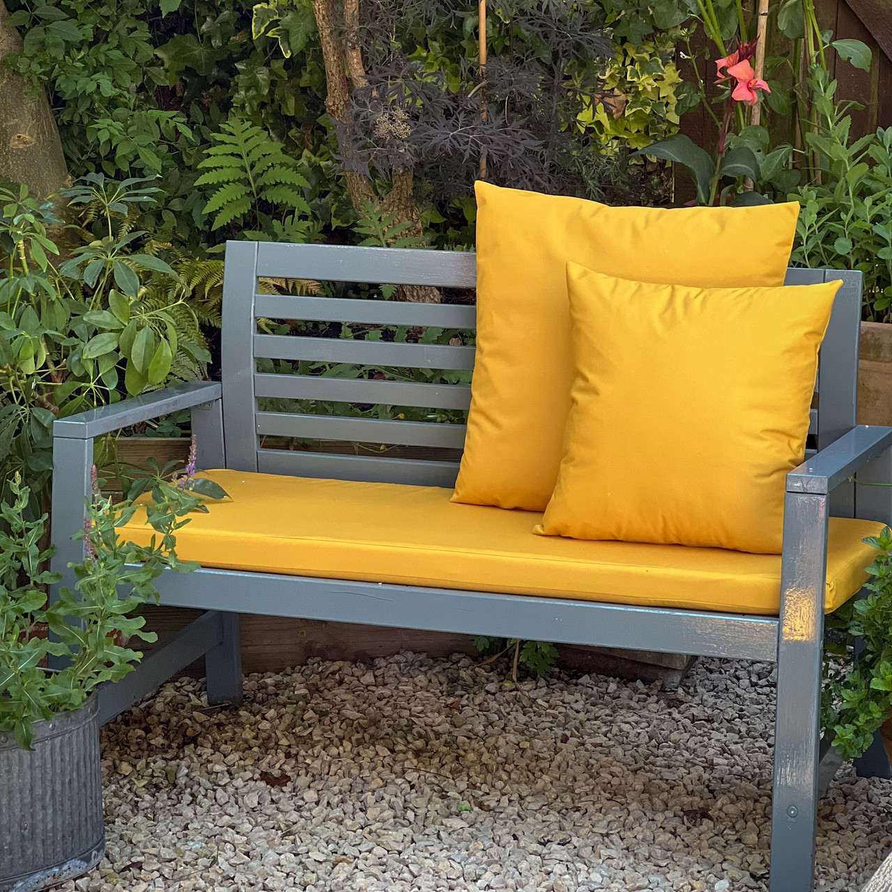 Water Resistant Garden Outdoor Bench Seat Pad Mustard Yellow