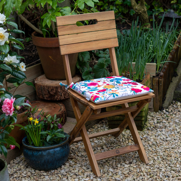 Set of 2 Water Resistant Garden Seat Pads - Midsummer Morning Floral (Available in 3 Sizes)