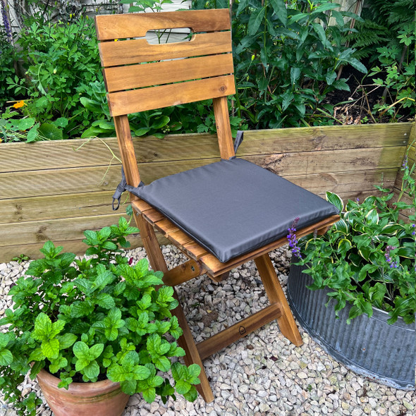Set of 2 Water Resistant Garden Seat Pads - Dark Grey  (Available in 3 Sizes)