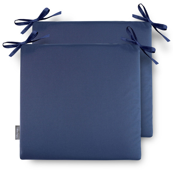 Set of 2 Water Resistant Garden Seat Pads - Navy Blue  (Available in 3 Sizes)