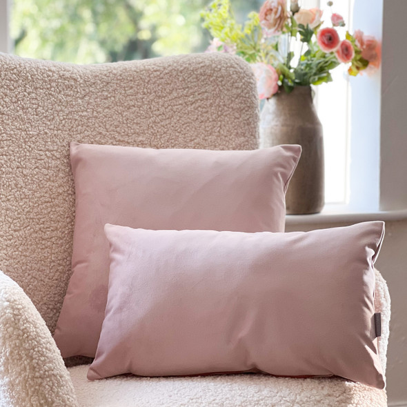 Luxury Super Soft Velvet Cushion - Blush Pink - Available in 3 Sizes Square and Rectangular