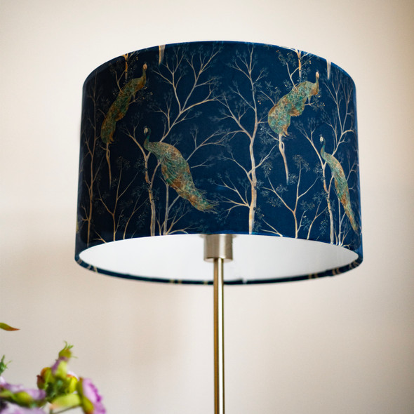 Luxury Soft-Touch Velvet Lampshade - Available for Ceiling Light, Standard Lamp or Table Lamp - Peacock Pacific Blue
