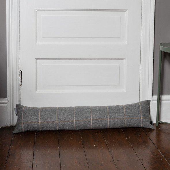 Luxurious Wool Effect Draught Excluder - Grey Check (Available in 2 Sizes)