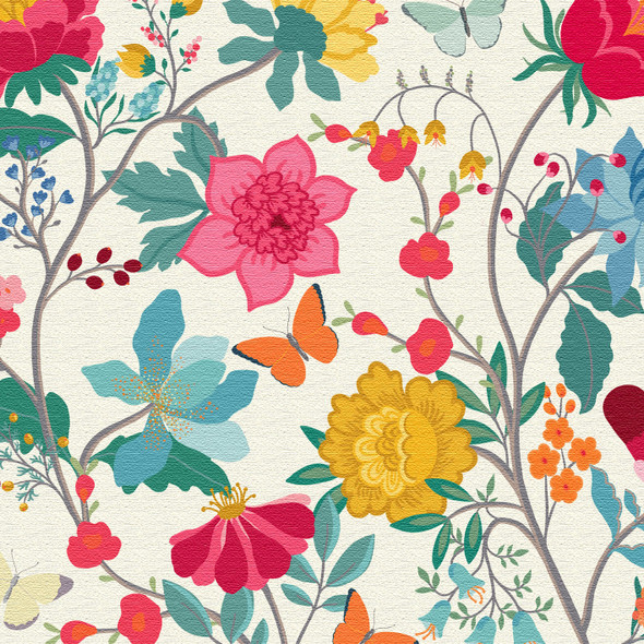 Premium Quality Water and Stain-Resistant Fabric - Midsummer Morning Floral Botanical