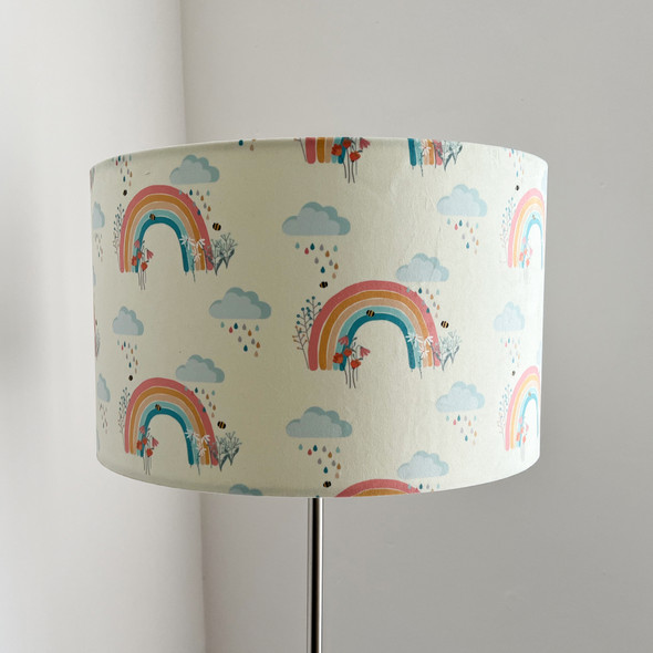 Cute Children's Soft-Touch Velvet Lampshade - Available for Ceiling Light, Standard Lamp or Table Lamp - Bee a Rainbow Cream