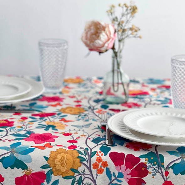 Celina Digby Luxury Eco-Friendly Recycled Linen-Like Fabric Tablecloth -  Midsummer Morning - Available in 6 Sizes