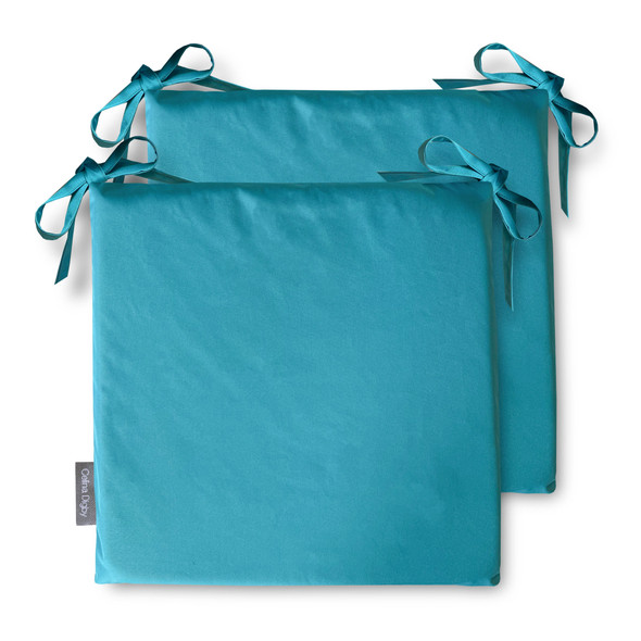 Set of 2 Water Resistant Garden Seat Pads - Aqua Blue (Available in 3 Sizes)