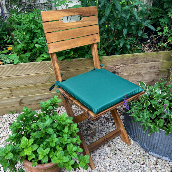 Set of 2 Water Resistant Garden Seat Pads - Bottle Green (Available in 3 Sizes)