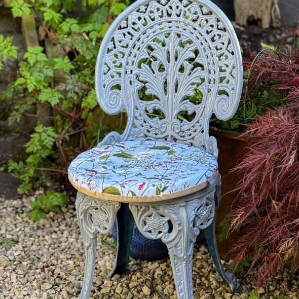 Circular / Round (38cm) Water Resistant Garden Seat Pad - Welsh Meadow Floral