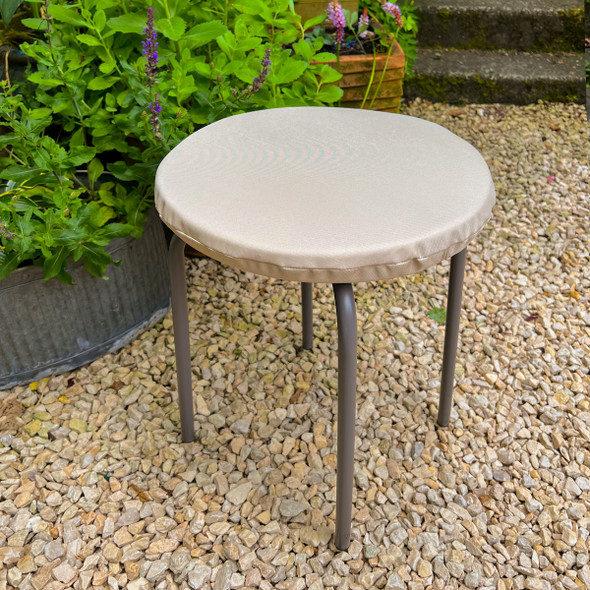 Circular / Round (38cm) Water Resistant Garden Seat Pad - Plain Beige
