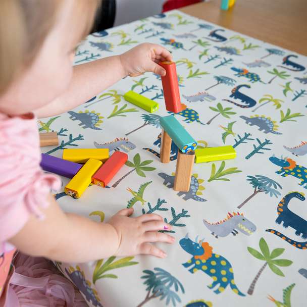 Children's Dinosaur Tablecloth - Water & Stain Resistant - Dino Days Blue