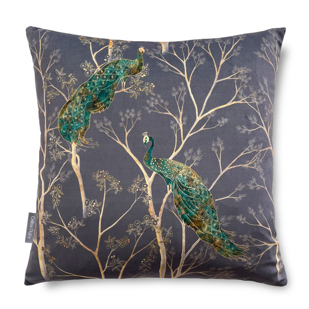 Luxury Super Soft Velvet Cushion - Peacock Grey - Available in 2 Sizes