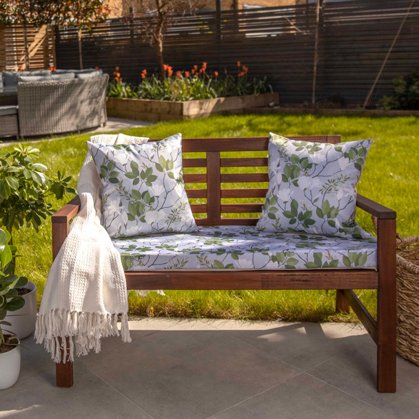 Water Resistant Garden Outdoor Bench Seat Pad - Magnolia Grey (Available in 2-Seater or 3-Seater Size)