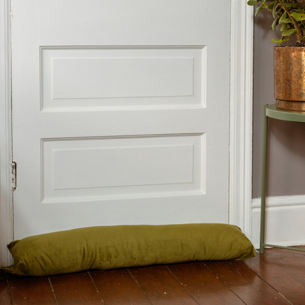 Luxury Velvet Draught Excluder - Olive Green (Available in 2 Sizes)