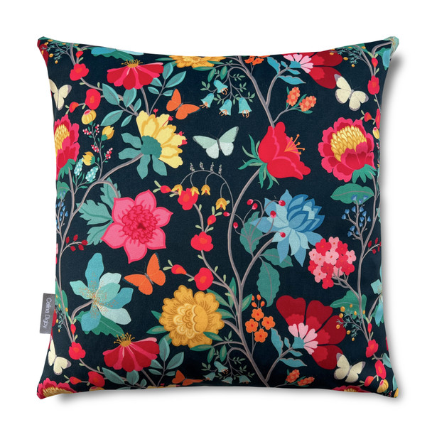 Luxury Super Soft Velvet Cushion - Midsummer Night Floral - Available in 3 Sizes, Square and Rectangular