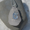 Custom Handmade Genuine Sea Glass Necklace with a Silver Paint Palette Charm - Choose the Color - Frosted, Green, Brown, or Aqua
