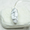 Custom Tumbled White Howlite Stone Necklace - Choose Sterling Silver Chain or Leather Cord - Quantity of 1