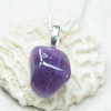 Custom Tumbled Amethyst Stone Necklace - Choose Sterling Silver Chain or Leather Cord - Quantity of 1