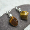 Custom Tumbled Gold Tiger's Eye Dangling Earrings - 1 Set