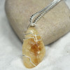 Custom Tumbled Citrine Stone Wire Wrapped Necklace - Choose Sterling Silver Chain or Leather Cord - Quantity of 1