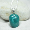 Custom Tumbled Chrysocolla Stone Necklace - Choose Sterling Silver Chain or Leather Cord - Quantity of 1