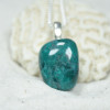 Custom Tumbled Chrysocolla Stone Necklace - Choose Sterling Silver Chain or Leather Cord - Quantity of 1