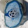  Handmade Agate Slice Ornament with Silver Pentagram Charm - Choose Your Agate Slice Color - Made to Order