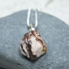 Custom Tumbled Brown Zebra Jasper Stone Necklace - Choose Sterling Silver Chain or Leather Cord - Quantity of 1